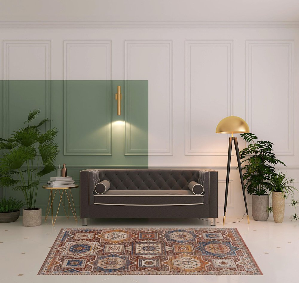 5' X 8' Red Southwestern Area Rug