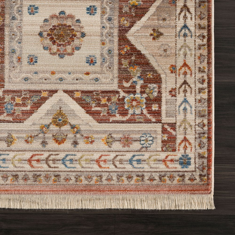 5' X 8' Red Southwestern Area Rug