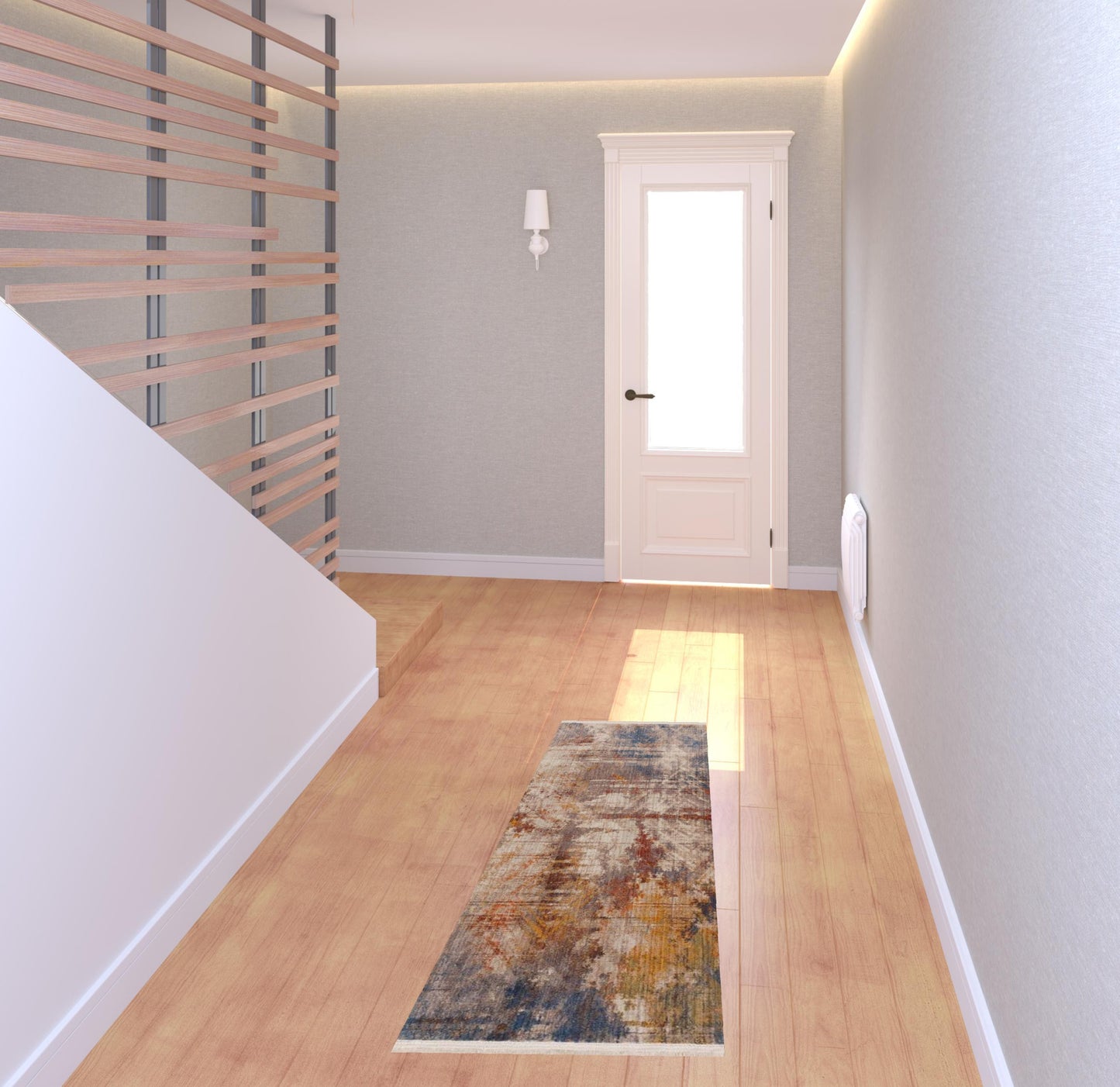 2' X 6' Gray Abstract Distressed Runner Rug