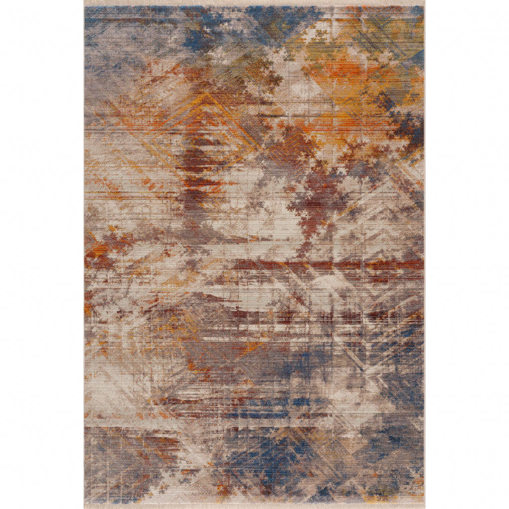 2' X 6' Gray Abstract Distressed Runner Rug