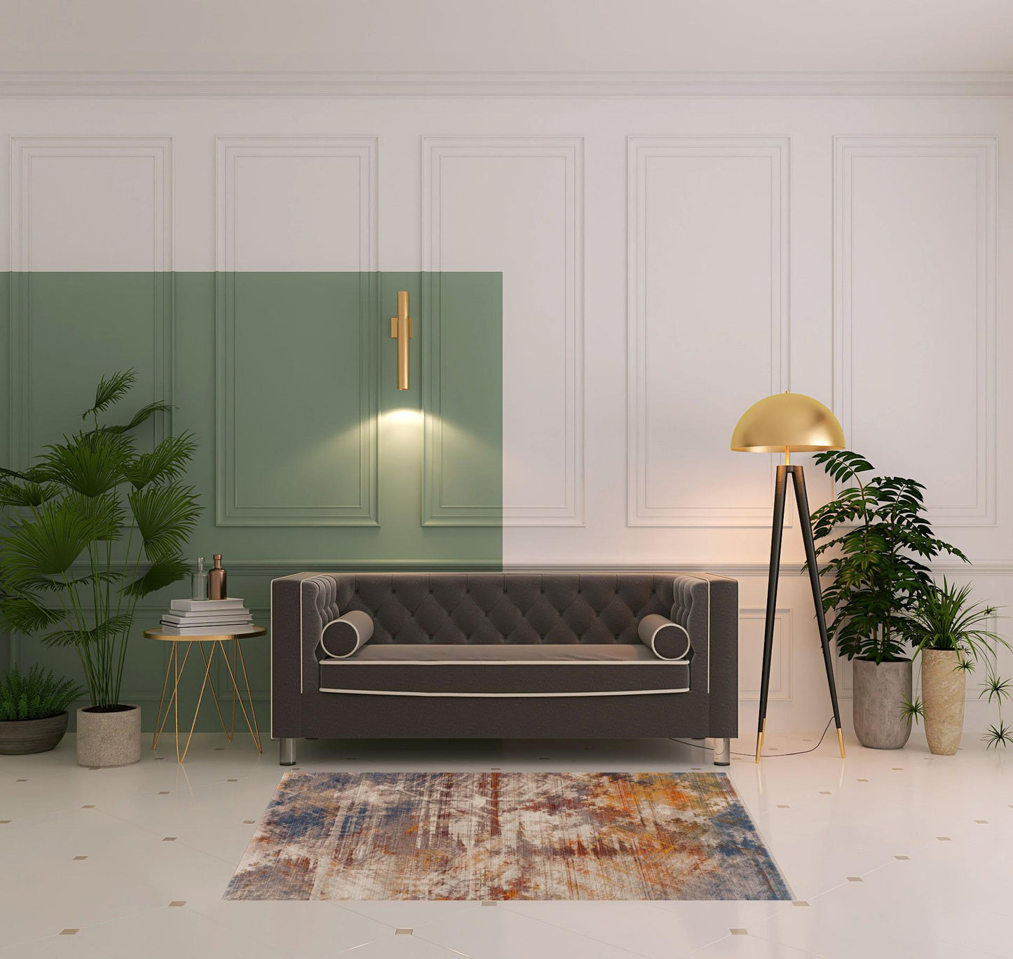 2' X 6' Gray Abstract Distressed Runner Rug