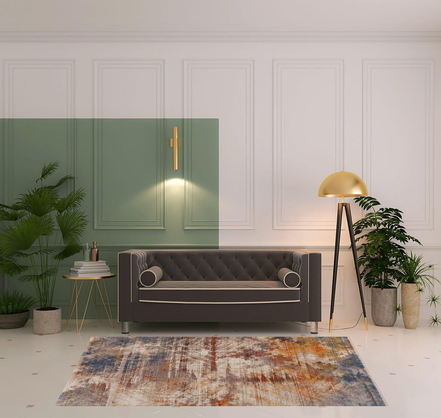 2' X 6' Gray Abstract Distressed Runner Rug