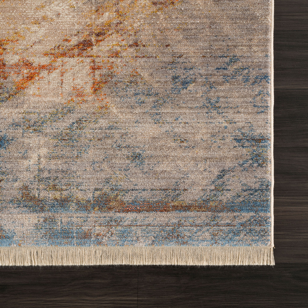 2' X 6' Gray Abstract Distressed Runner Rug