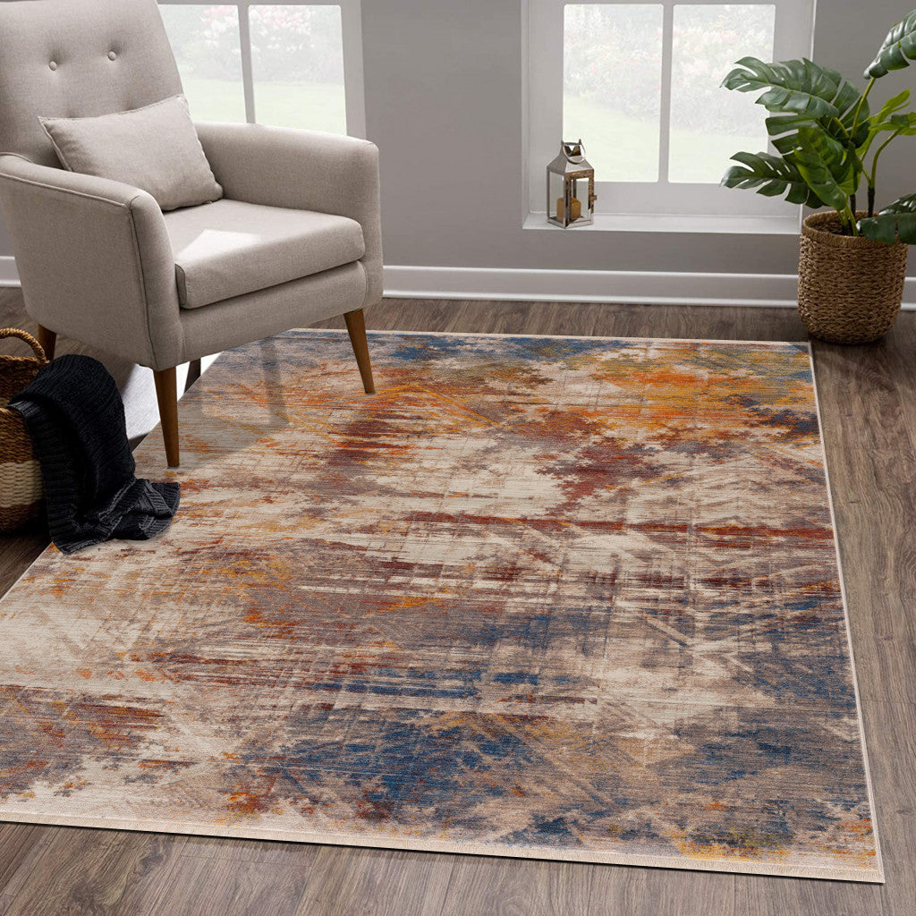 2' X 6' Gray Abstract Distressed Runner Rug