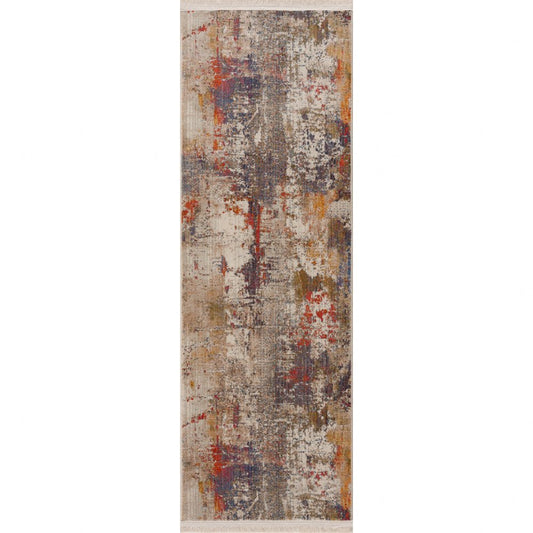2' X 3' Gray Abstract Distressed Area Rug