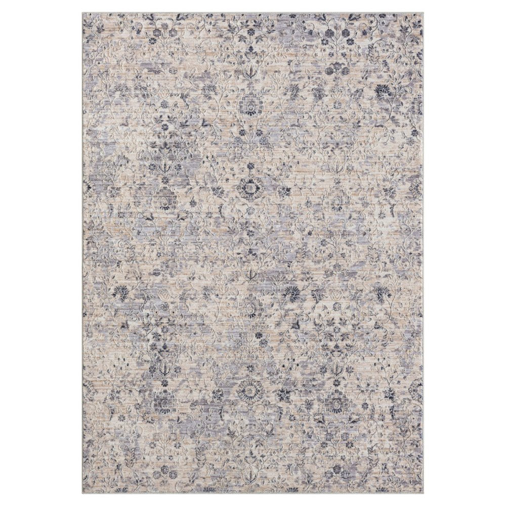 4' X 6' Gray Floral Area Rug