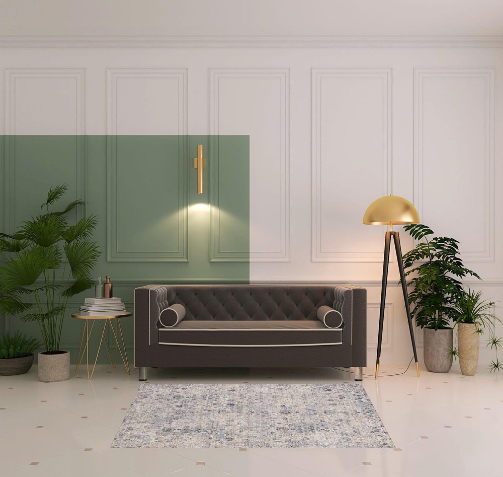 4' X 6' Gray Floral Area Rug