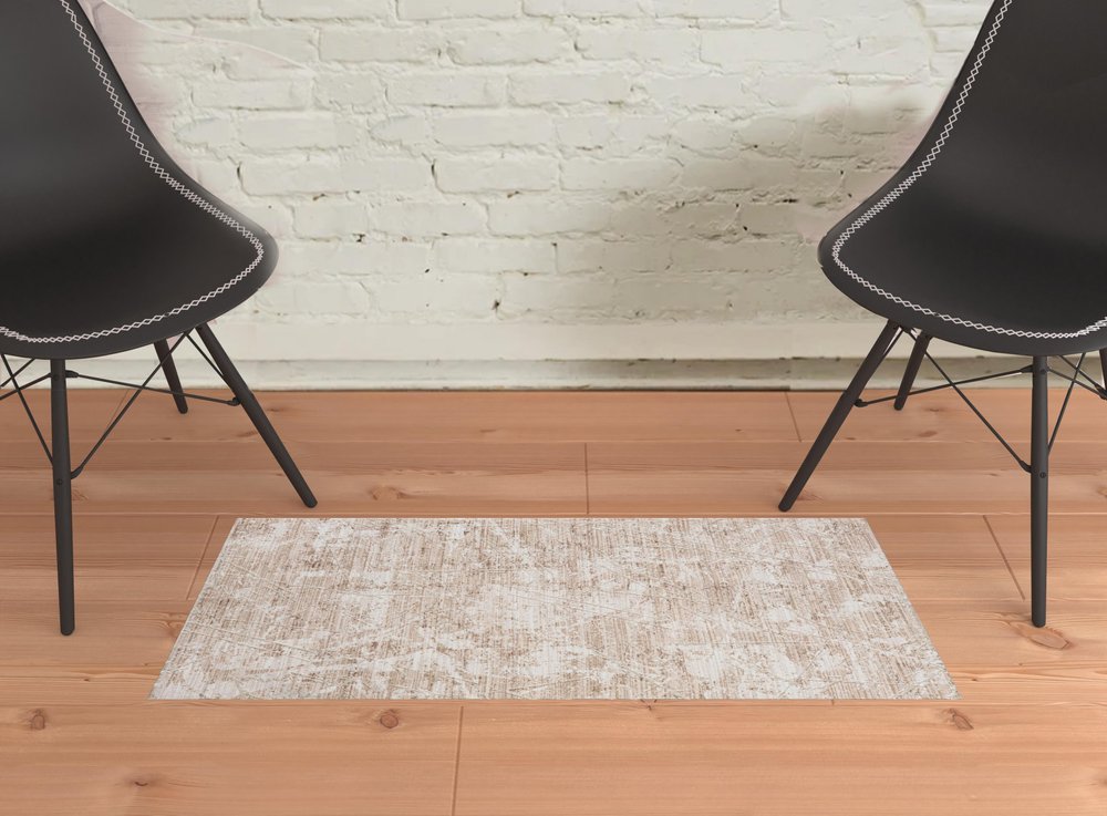 4' X 6' Beige Abstract Area Rug