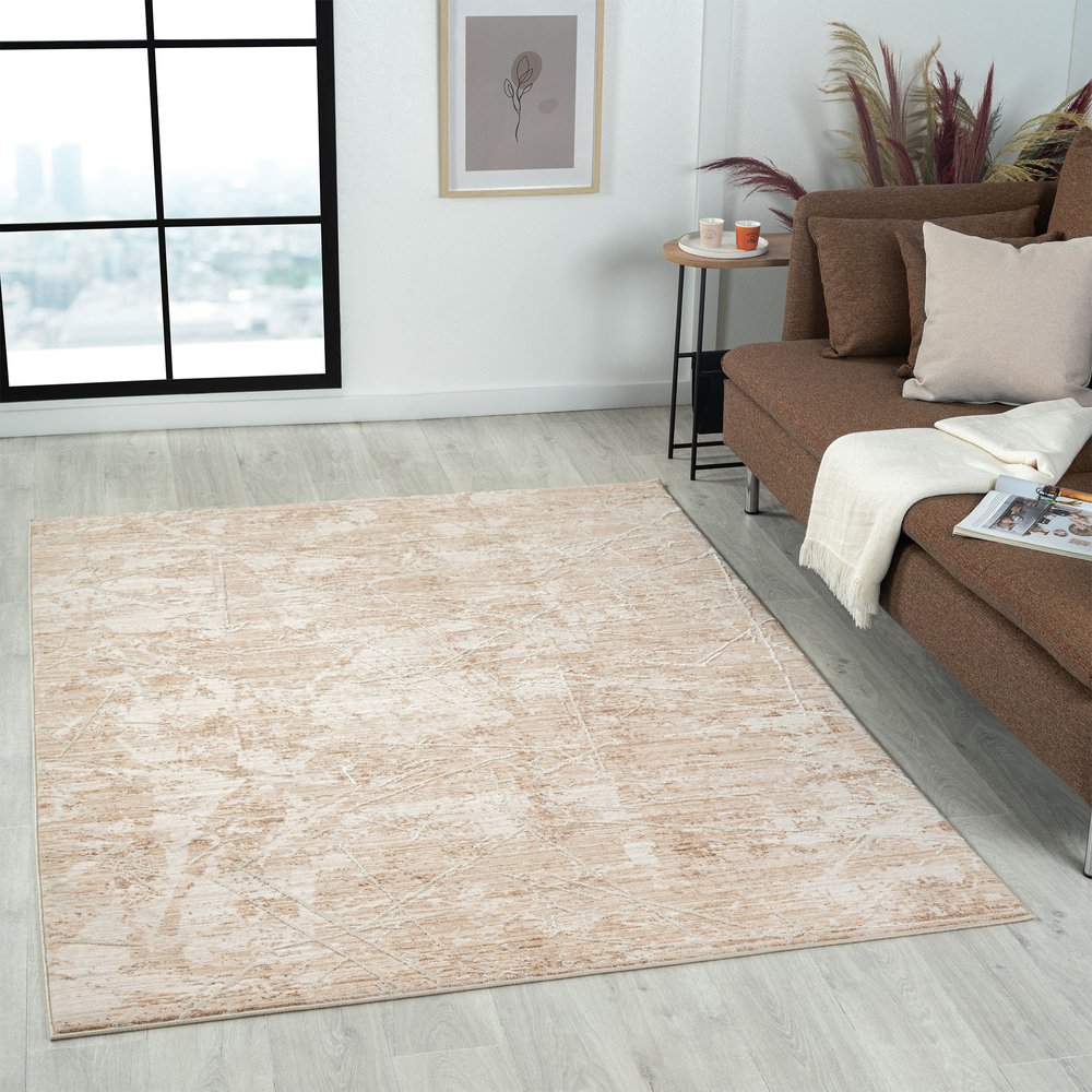 4' X 6' Beige Abstract Area Rug