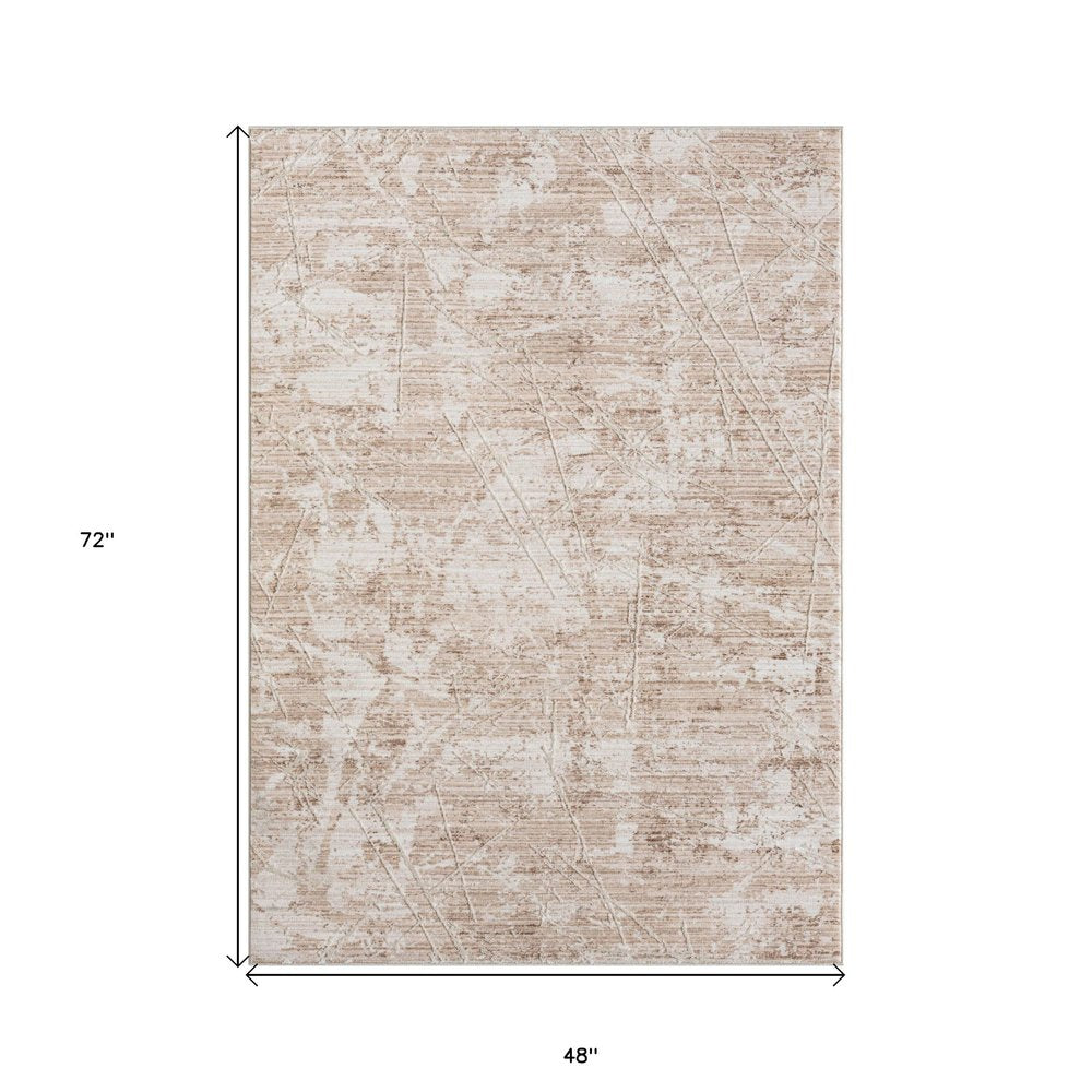4' X 6' Beige Abstract Area Rug