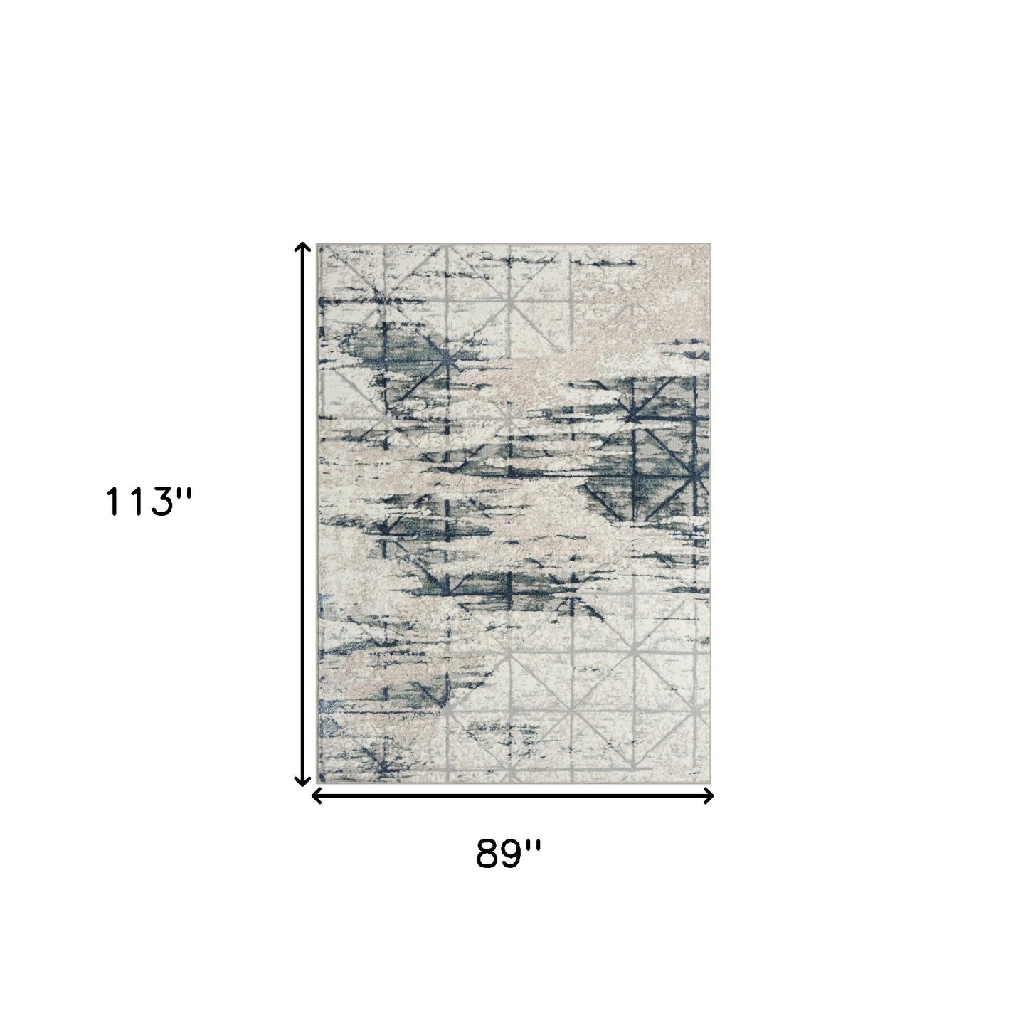 5' X 7' Blue Abstract Stain Resistant Area Rug