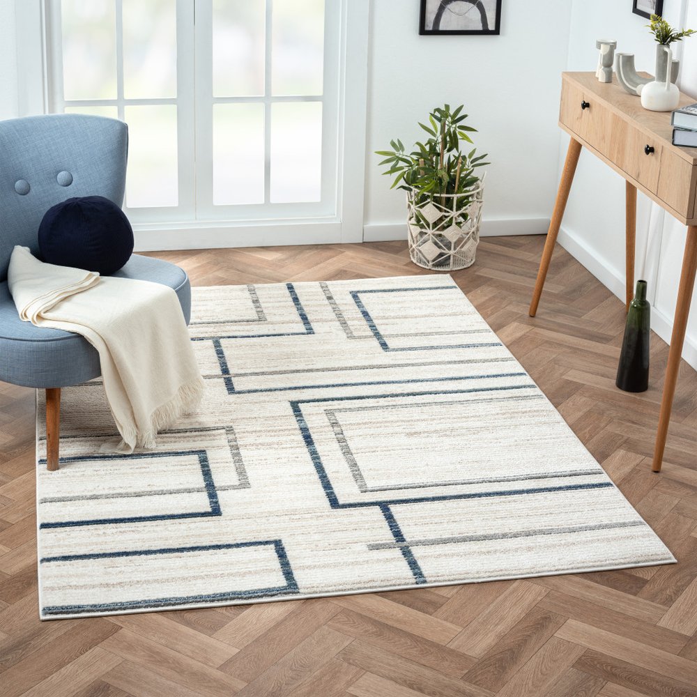 8' X 10' Ivory Geometric Area Rug