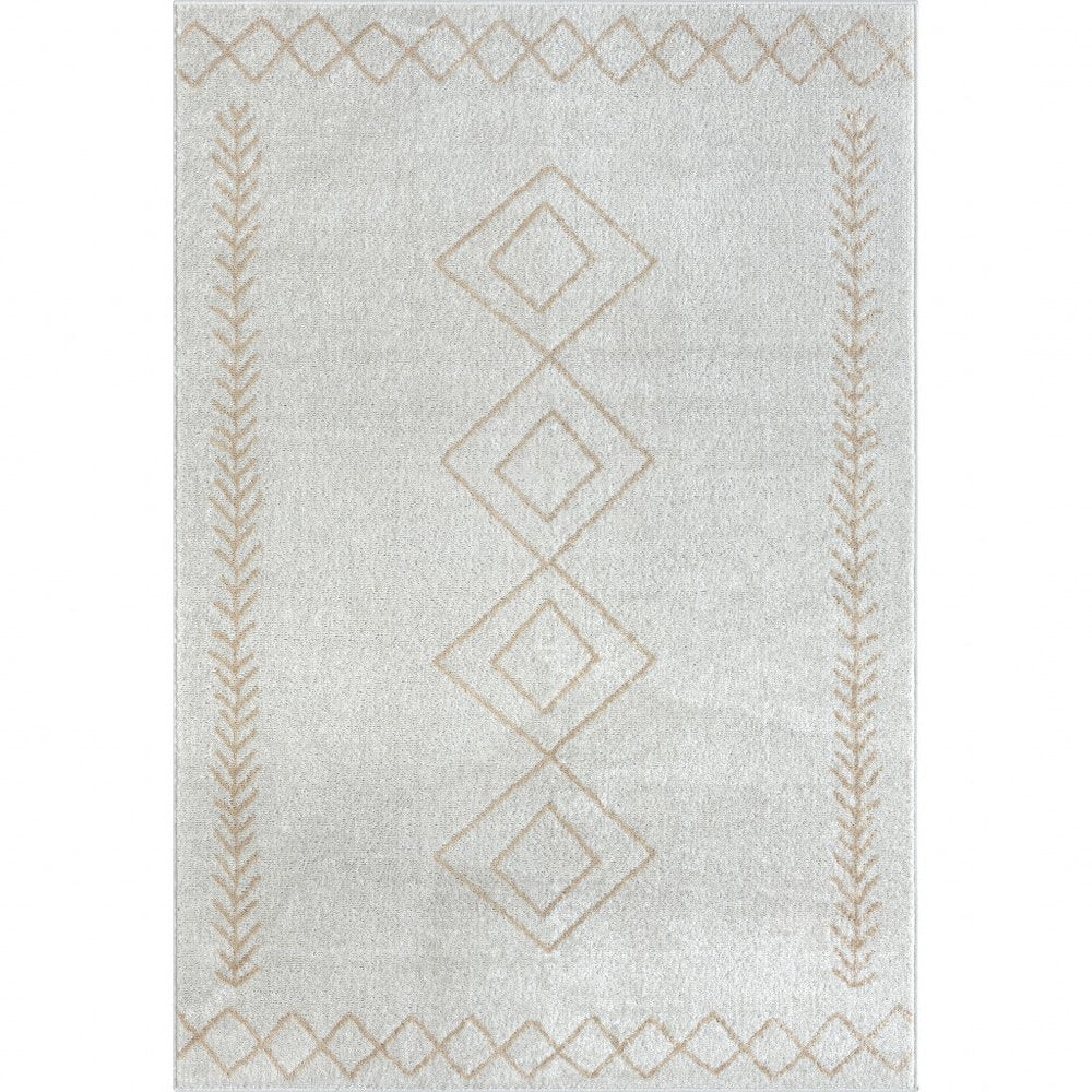 5' X 7' Cream Diamond Area Rug