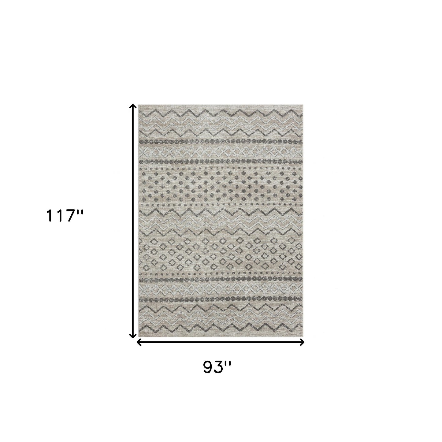 5' X 7' Beige Geometric Washable Area Rug