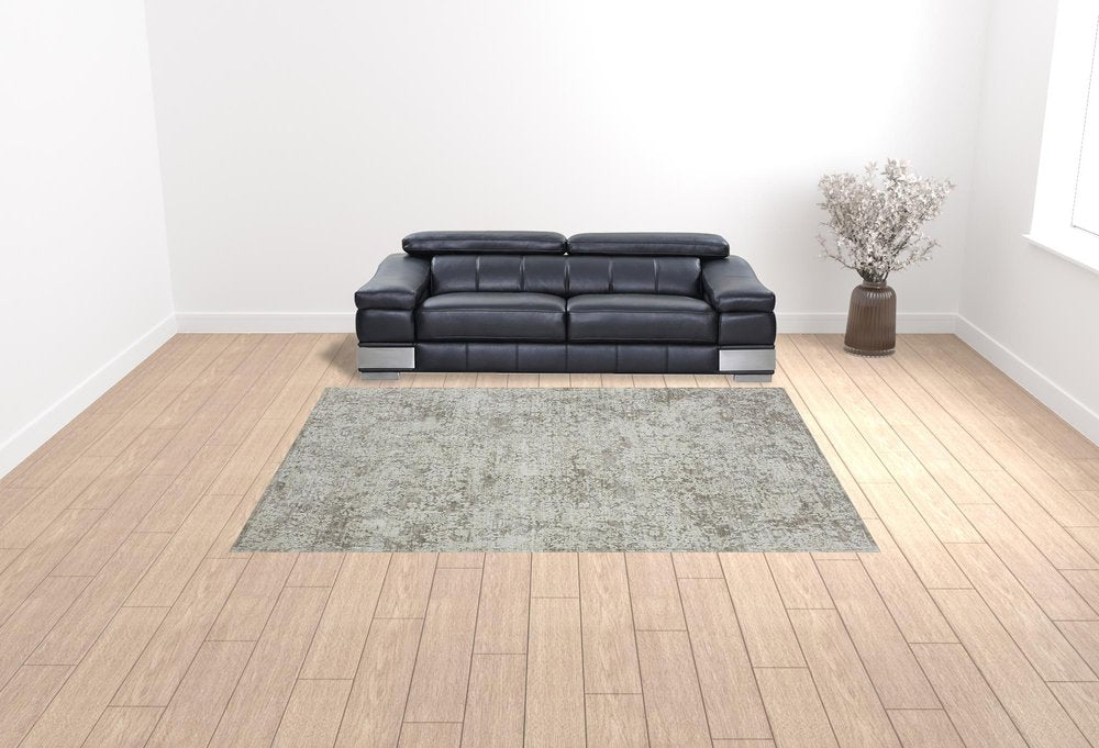9' X 12' Gray Abstract Distressed Area Rug