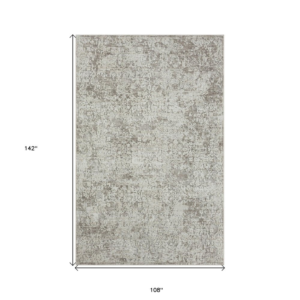 9' X 12' Gray Abstract Distressed Area Rug
