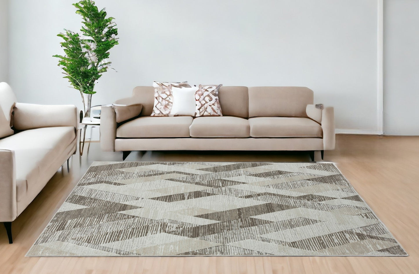 2' X 8' Gray Geometric Runner Rug