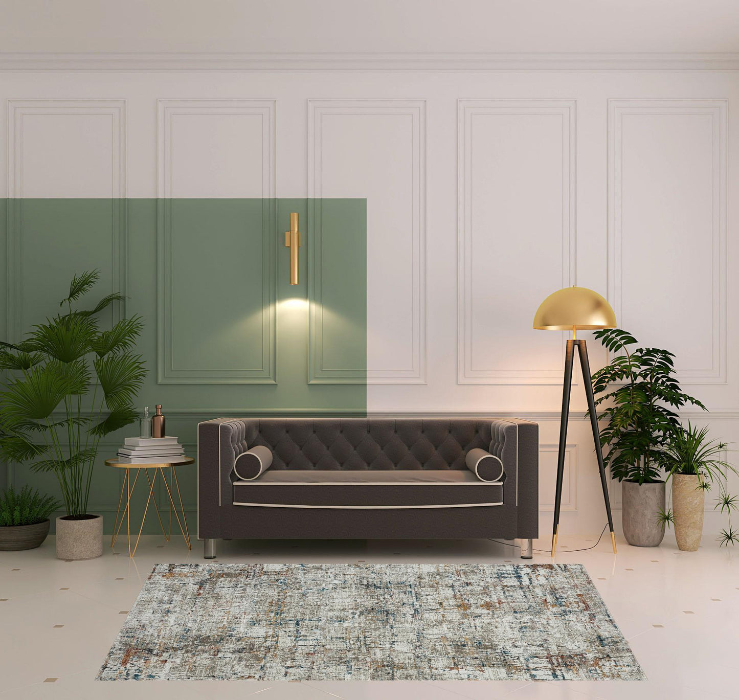 2' X 8' Gray Abstract Distressed Runner Rug