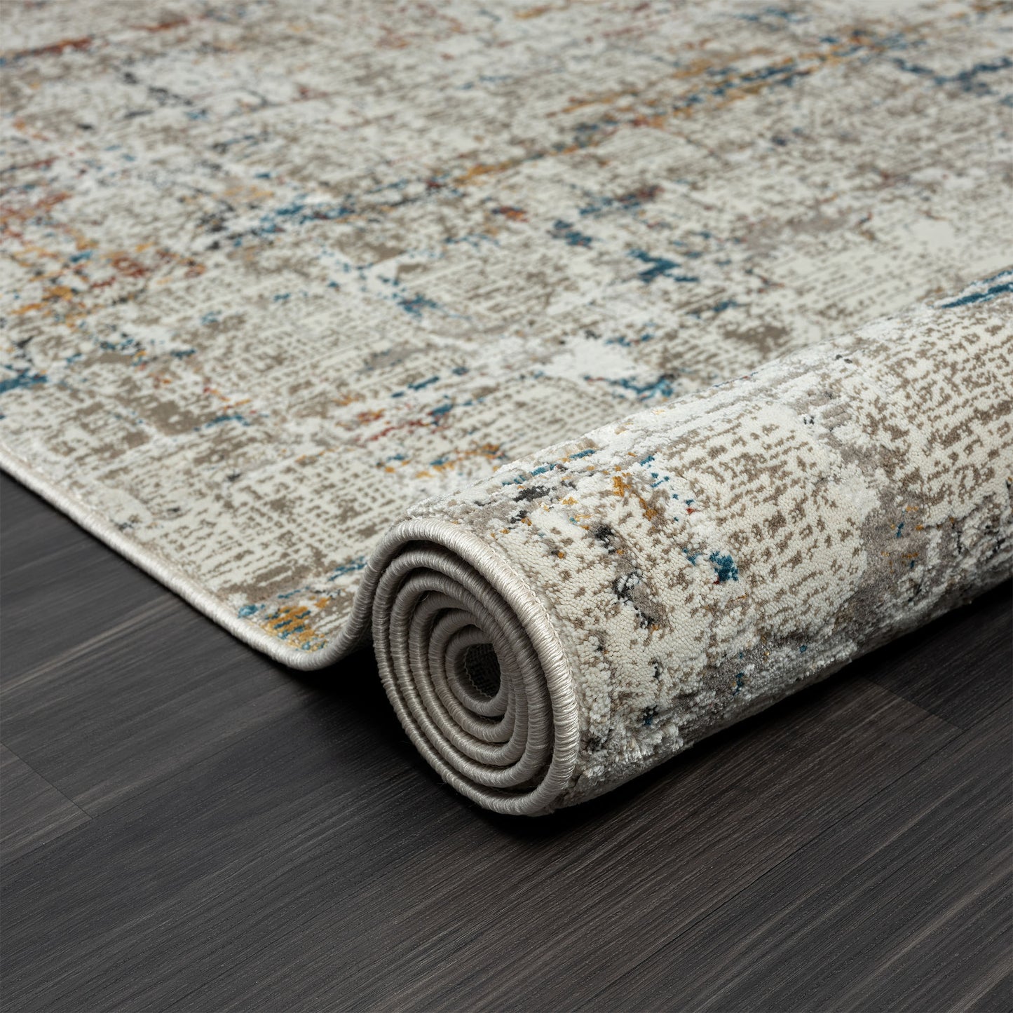 2' X 8' Gray Abstract Distressed Runner Rug