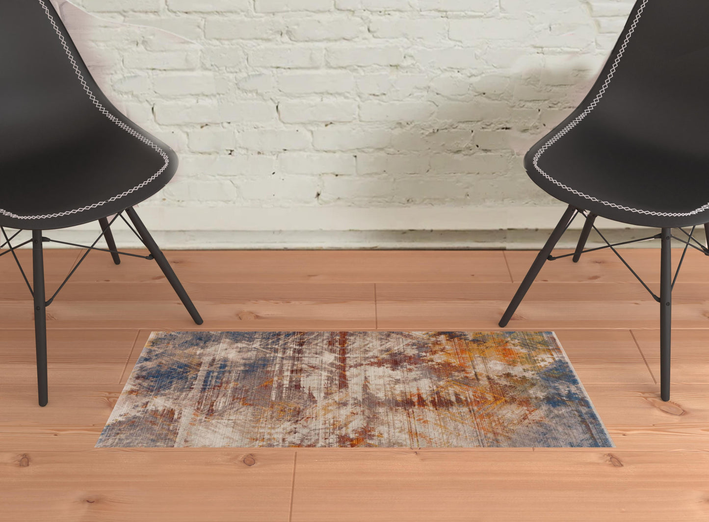 2' X 6' Gray Abstract Distressed Runner Rug