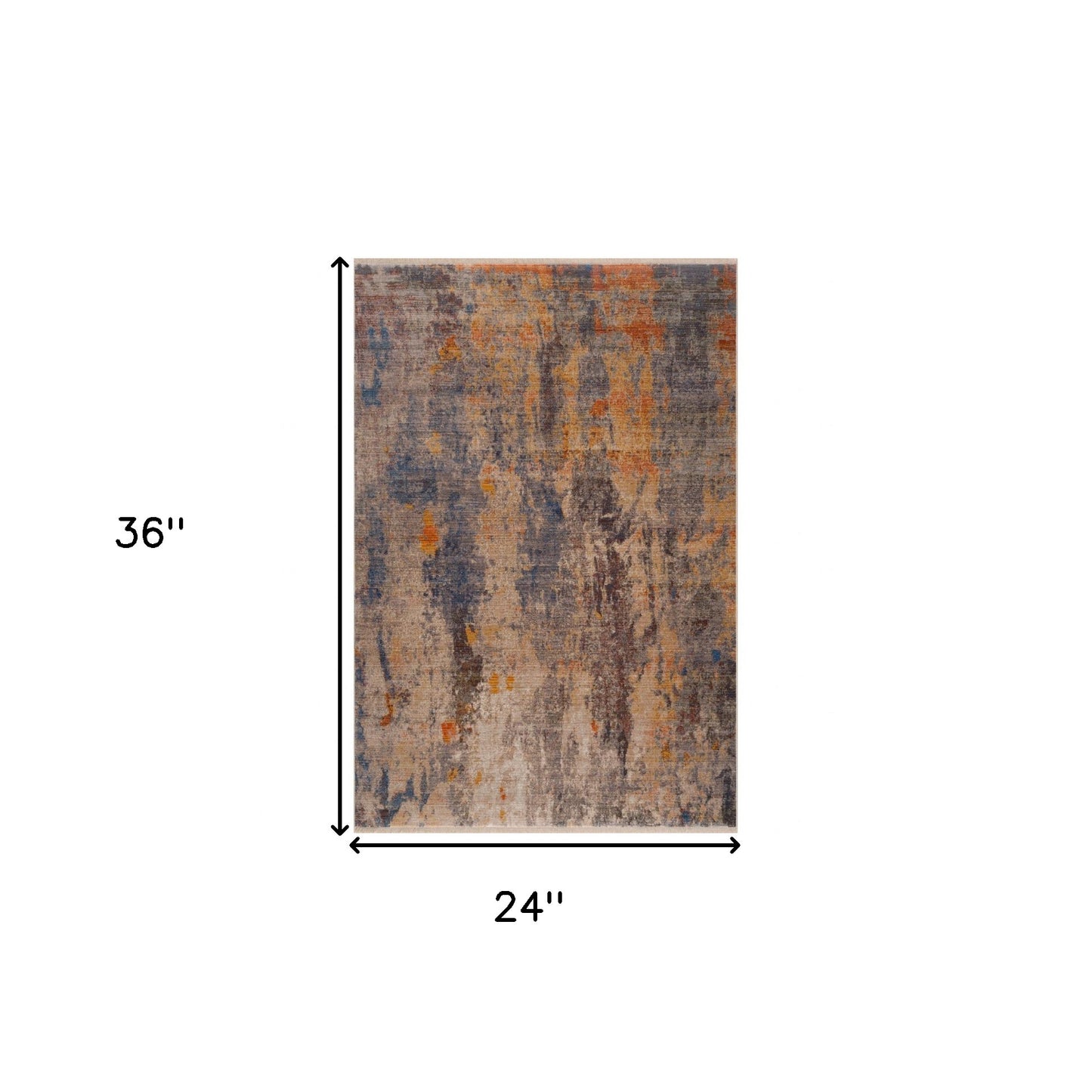 2' X 6' Beige Abstract Distressed Runner Rug