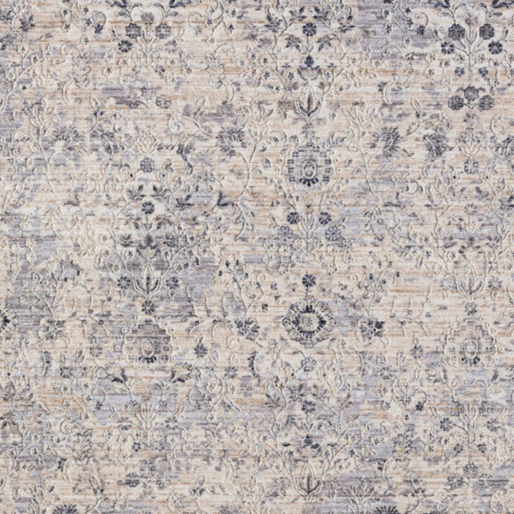 4' X 6' Gray Floral Area Rug
