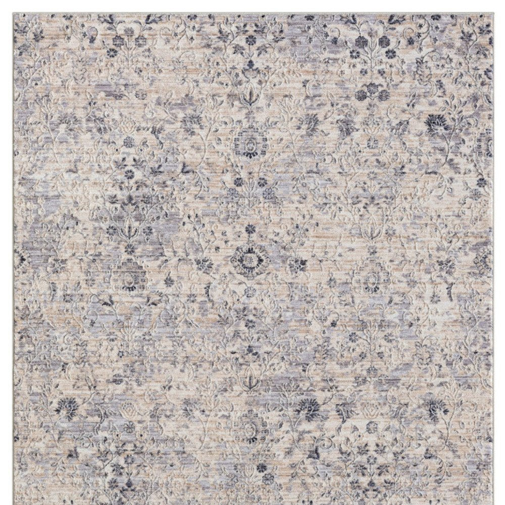 4' X 6' Gray Floral Area Rug