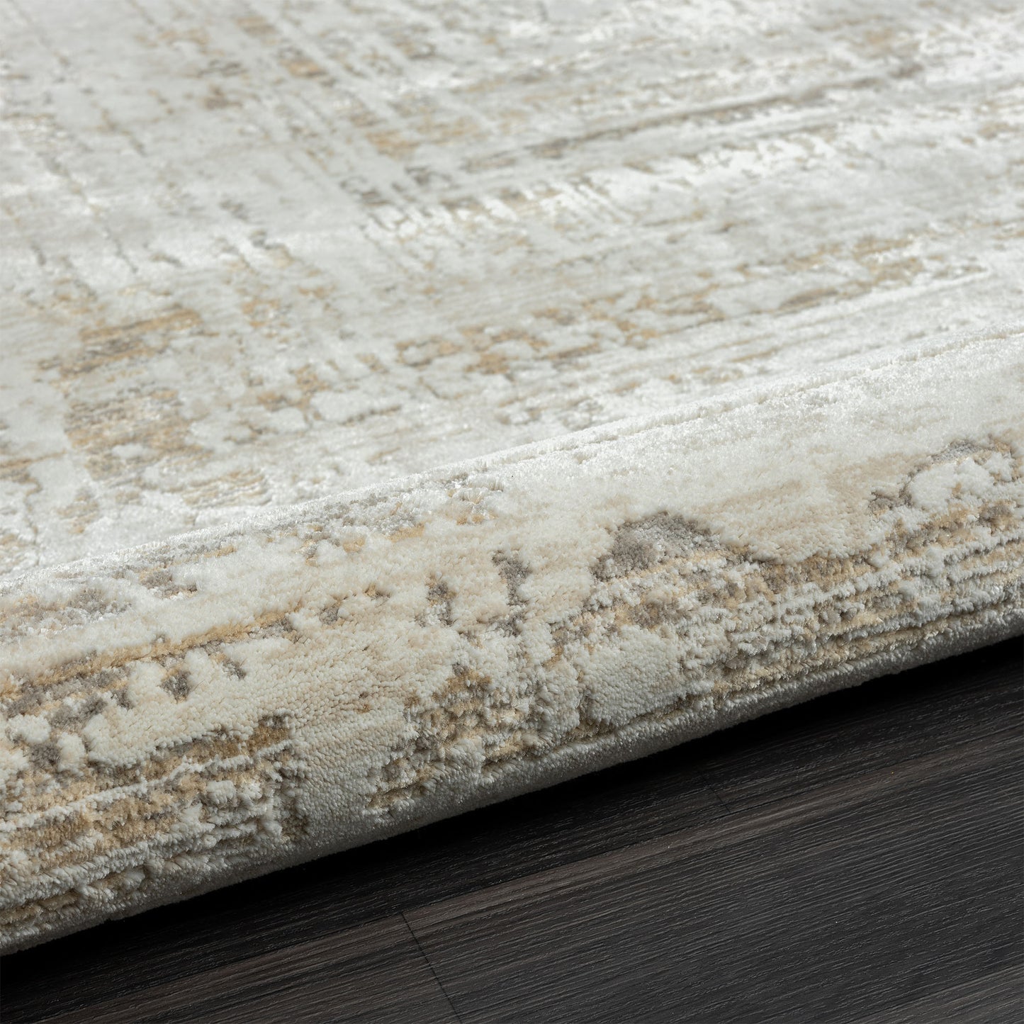 2' X 8' Beige Abstract Distressed Runner Rug