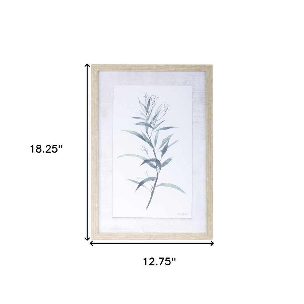 Set of Two Natural And Gray Leaf Floral Framed Art