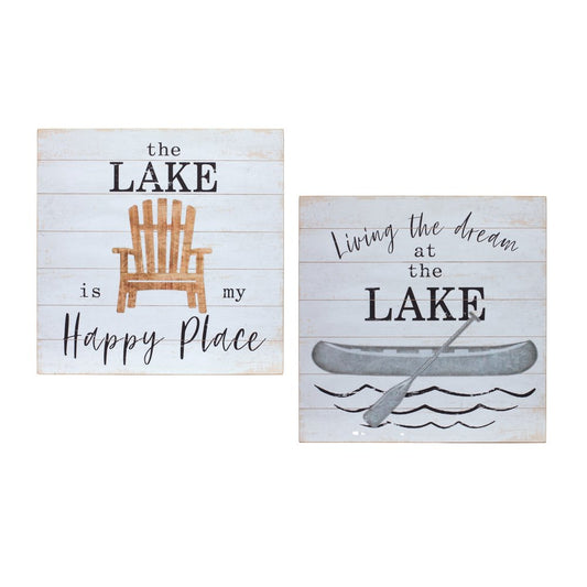 Set of Two White Black And Gray Lake Square Framed Art