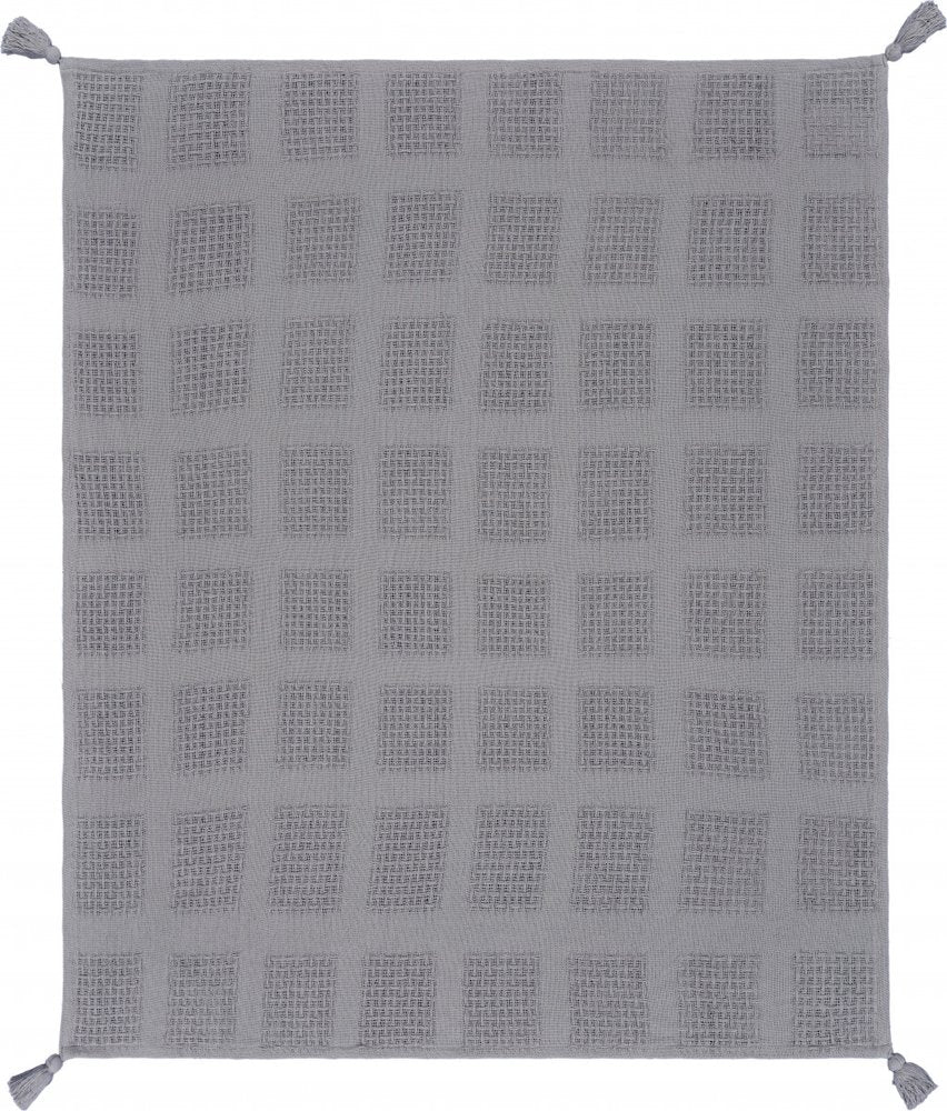 50" X 60" Blue Woven Cotton Throw Blanket with Tassels