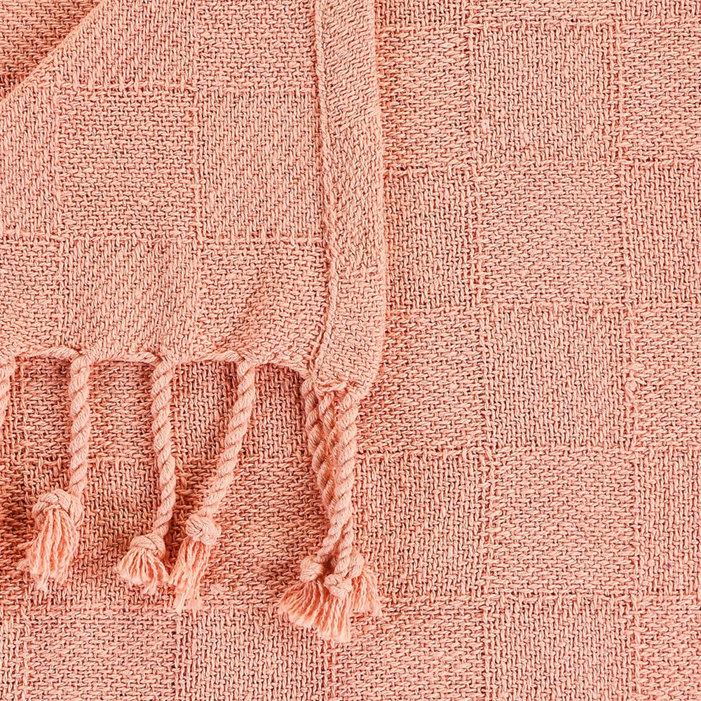 50" x 60" Black Woven Cotton Throw Blanket with Fringe