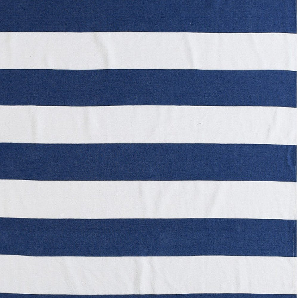 50" X 60" Blue and White Cotton Woven Striped Throw Blanket with Tassels