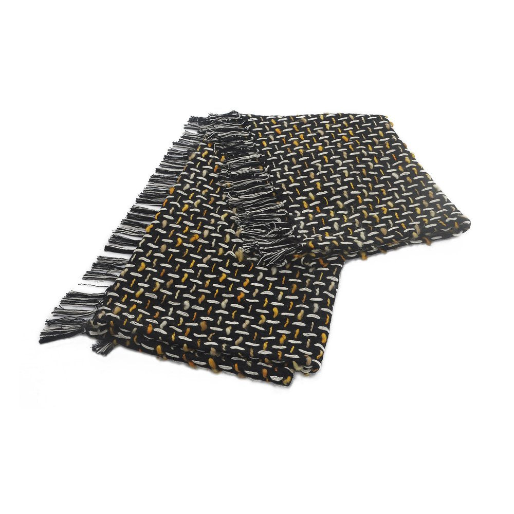 50" X 60" Black And Gold Geometric Cotton Woven Throw Blanket with Tassels
