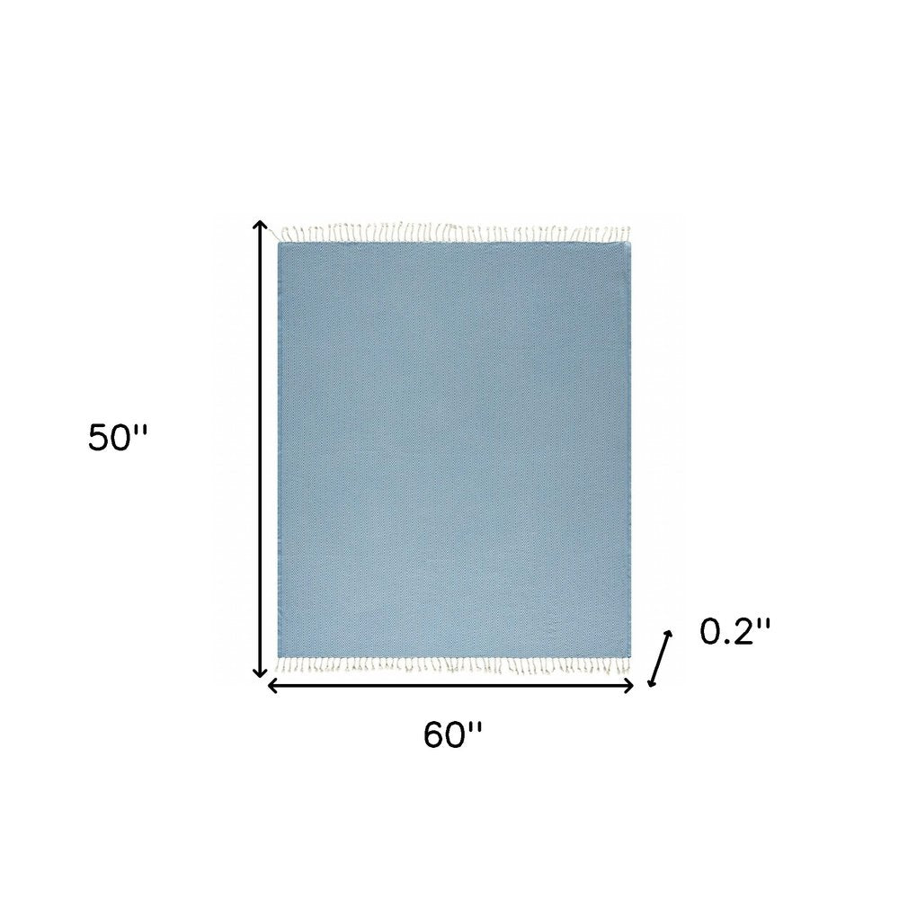 50" X 60" Gray Woven Cotton Geometric Throw Blanket with Fringe