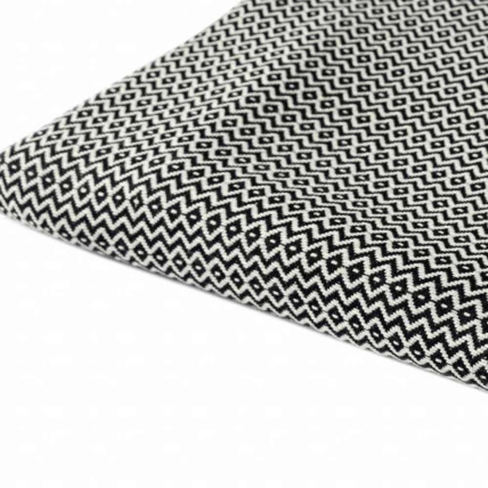 50" X 60" Gray Woven Cotton Geometric Throw Blanket with Fringe