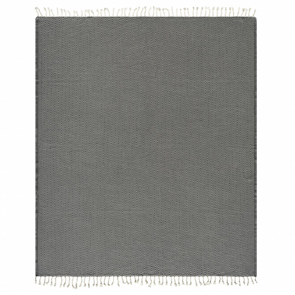 50" X 60" Gray Woven Cotton Geometric Throw Blanket with Fringe