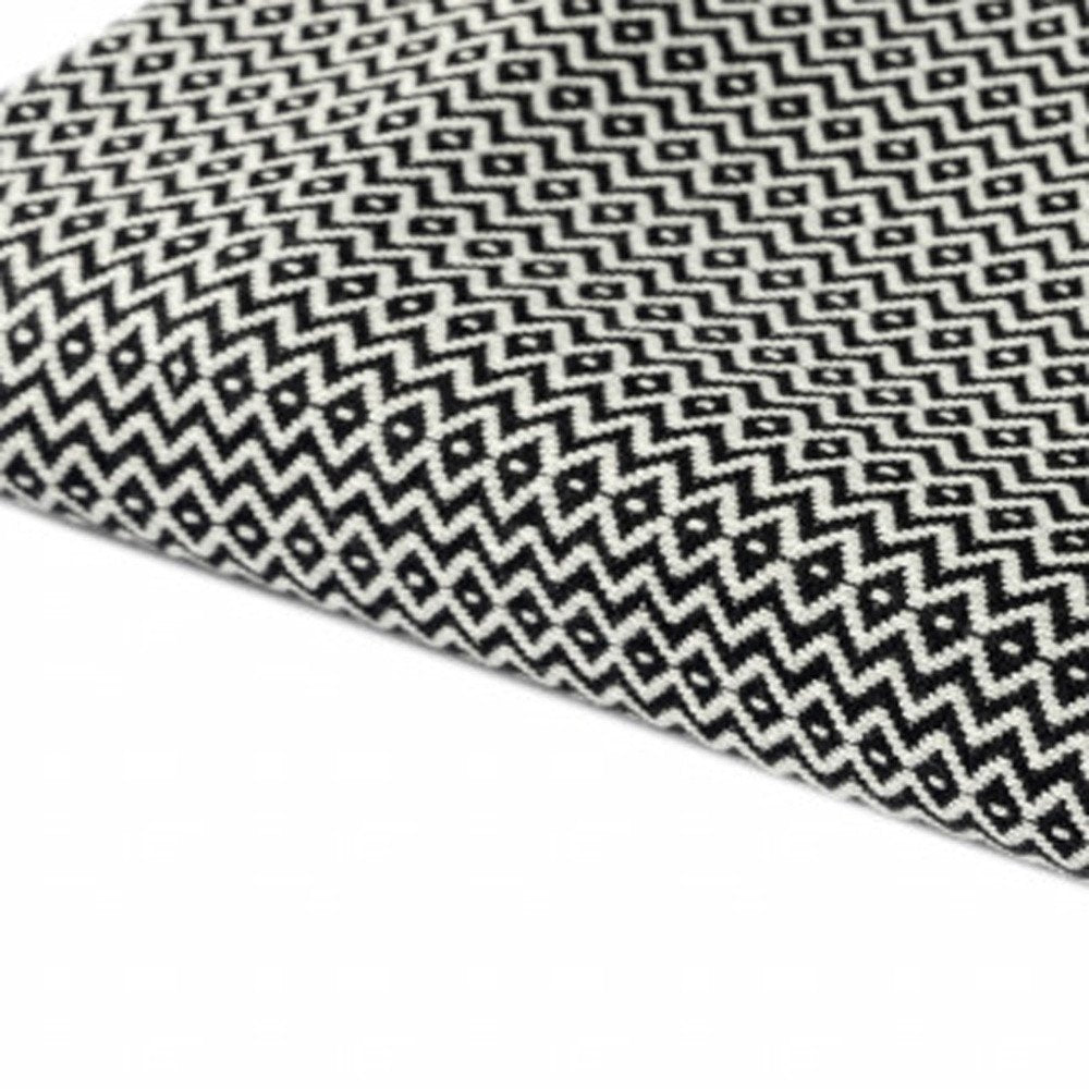 50" X 60" Gray Woven Cotton Geometric Throw Blanket with Fringe