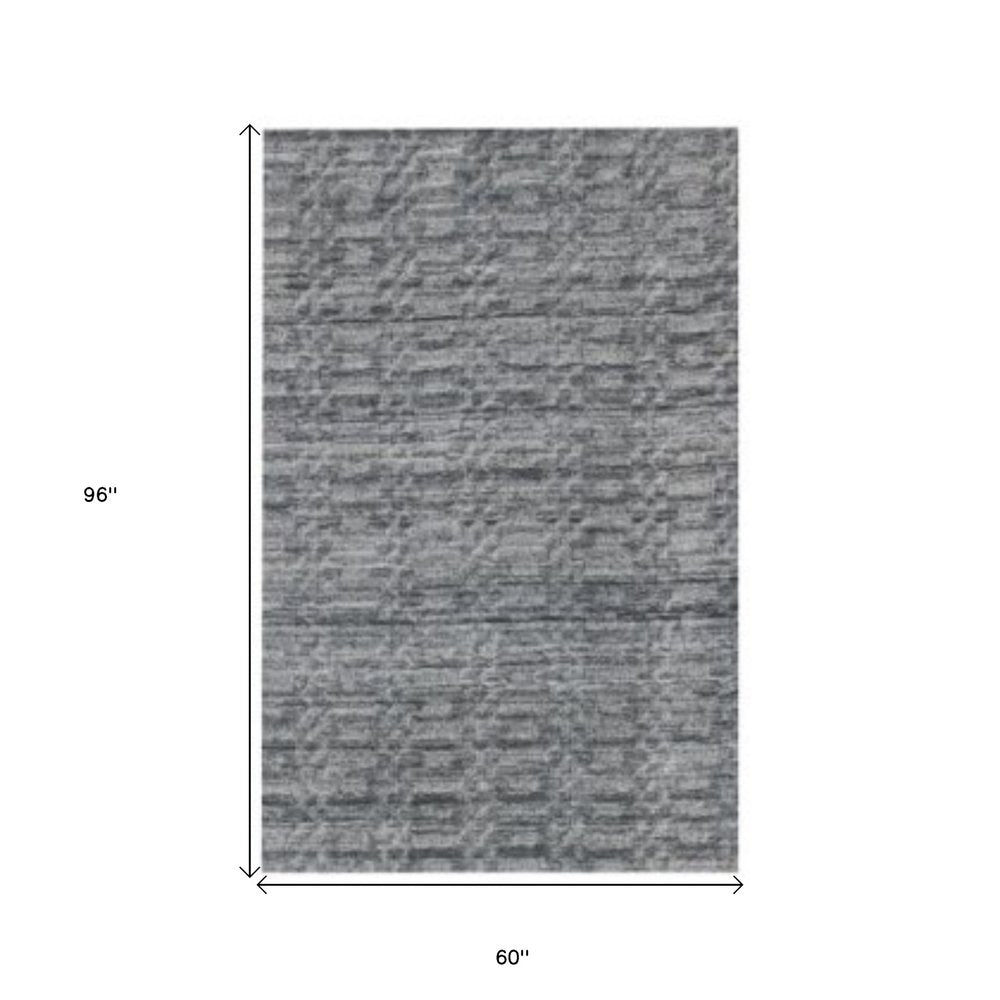 5' X 8' Gray Hand Loomed Area Rug