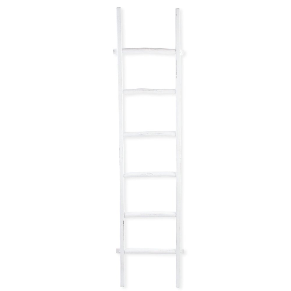 76" White Six Step Solid Wood Decorative Ladder