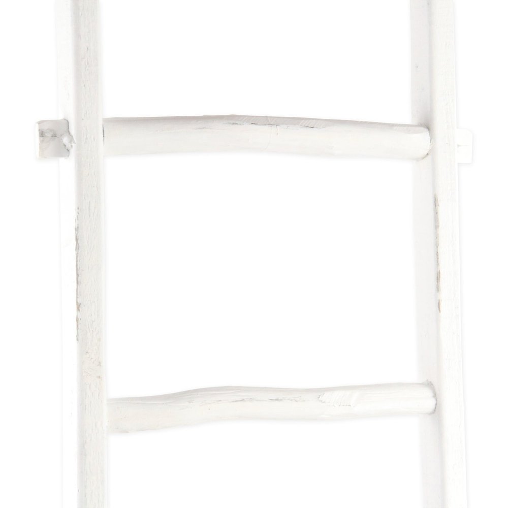 76" White Six Step Solid Wood Decorative Ladder