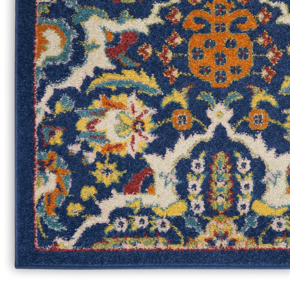 7' X 10' Blue Floral Power Loom Area Rug