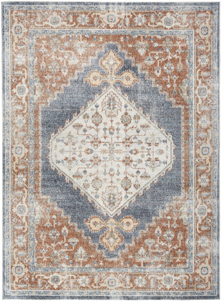 9' X 12' Ivory Oriental Power Loom Distressed Area Rug