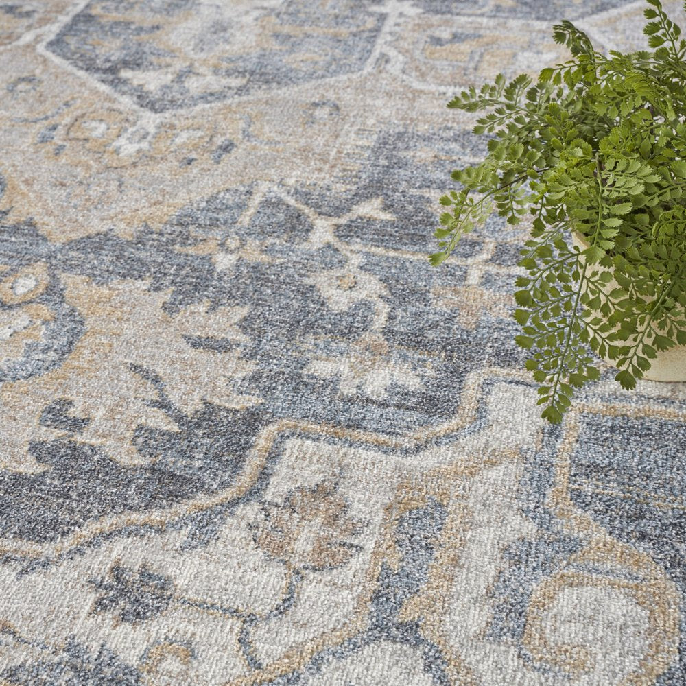 9' X 12' Gray Oriental Power Loom Area Rug