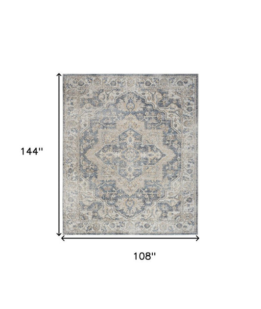 9' X 12' Gray Oriental Power Loom Area Rug