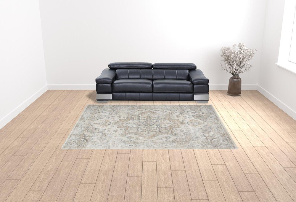 9' X 12' Gray Oriental Power Loom Area Rug