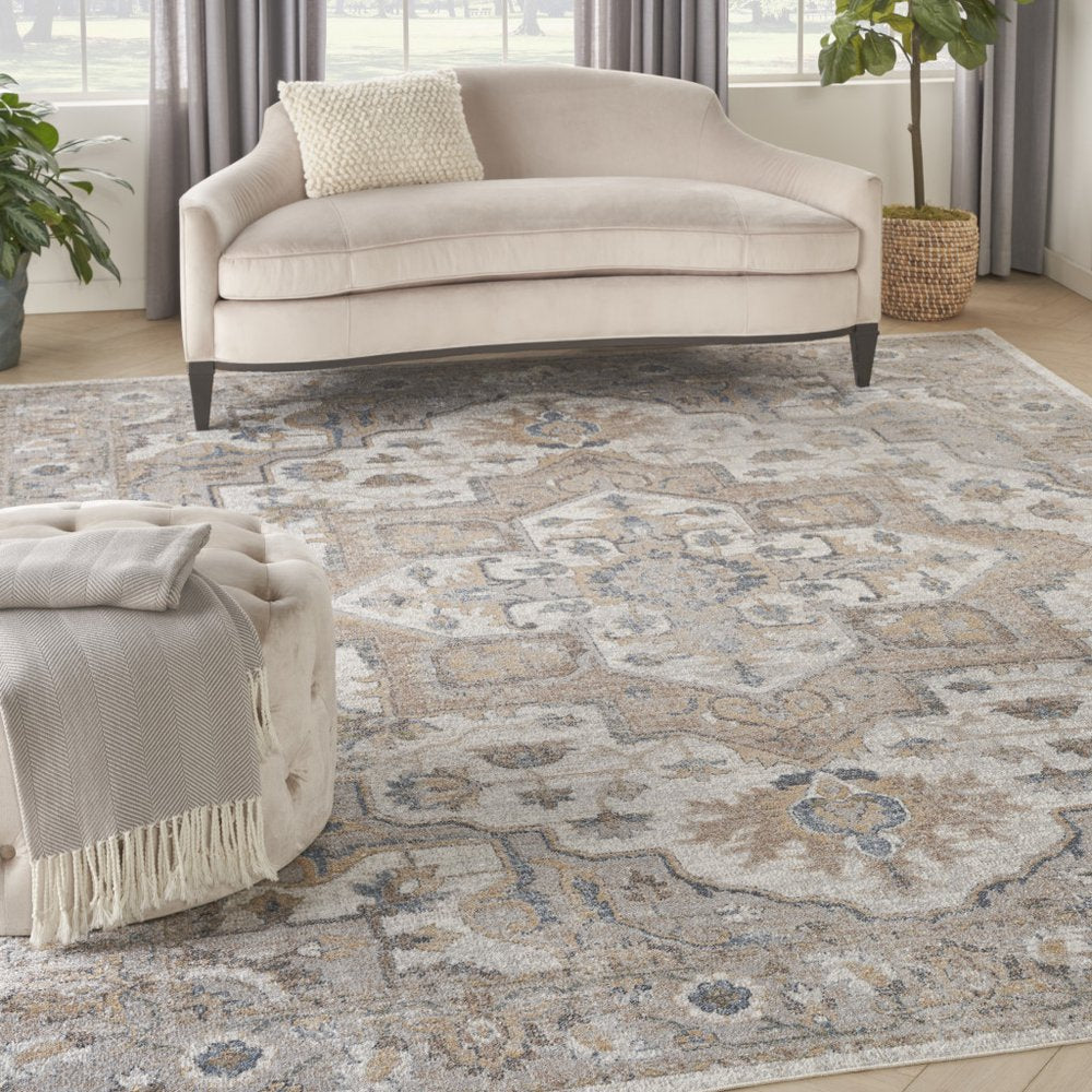9' X 12' Gray Oriental Power Loom Area Rug