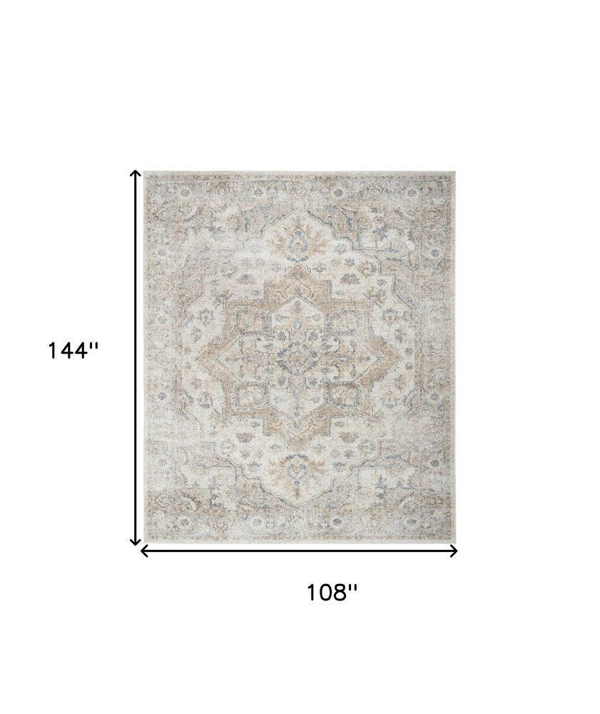 9' X 12' Gray Oriental Power Loom Area Rug