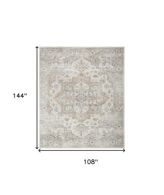 9' X 12' Gray Oriental Power Loom Area Rug