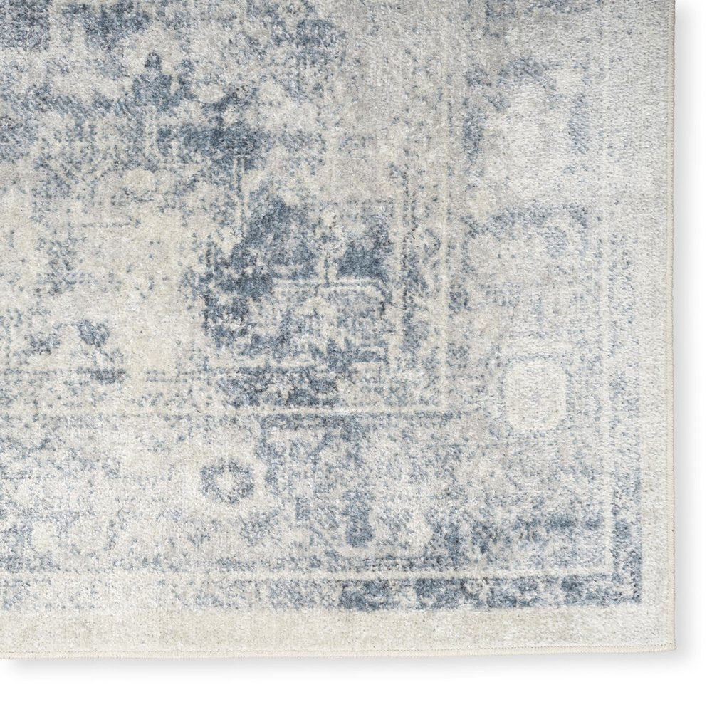 7' X 9' Blue Oriental Power Loom Distressed Washable Area Rug